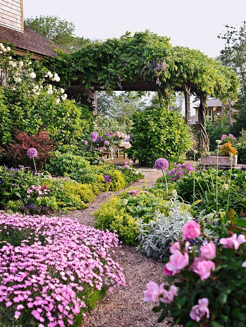 pink flower gravel path Wonderful Ideas for a Backyard Garden in 2024