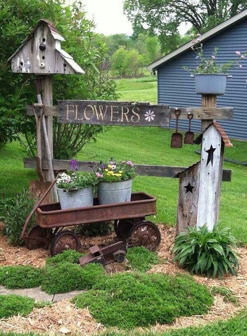 When 40 Cheap Flea Market Things Become Garden Decor 16