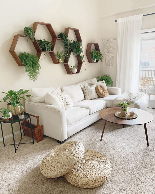 Wall Behind Sofa Decor Ideas with Plants 4