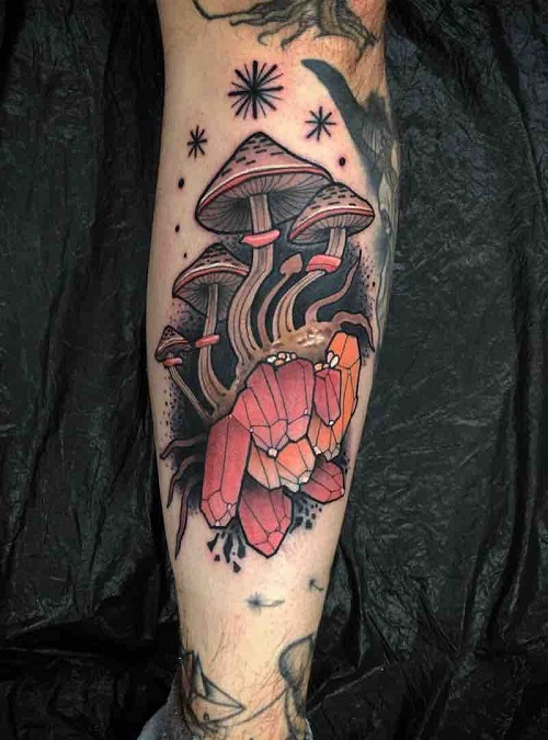 mushroom tattoo ideas 13