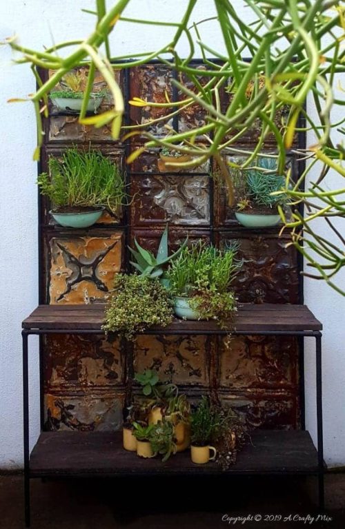 Vintage Items Repurposed as Plant Shelves 21