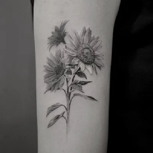 Black and White Sunflower Tattoo 26