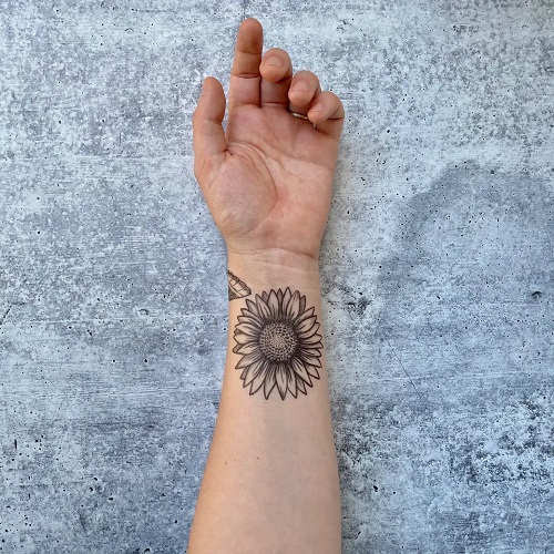 Black and White Sunflower Tattoo 13