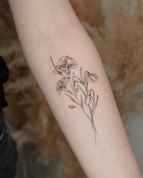 January Birth Flower Tattoo 35