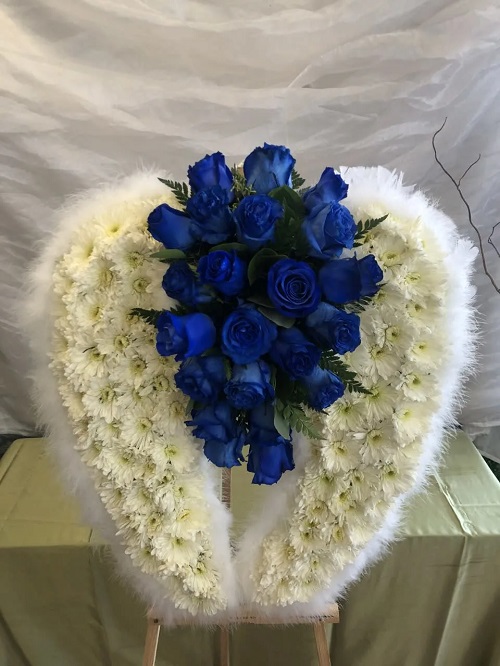 Blue Roses and White Cosmos Angel Wings 11