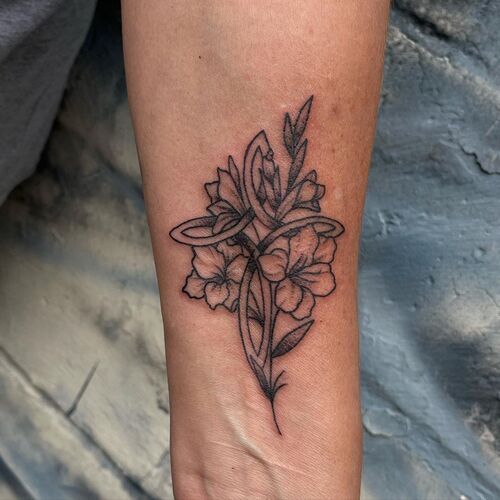 Cross With Flowers Tattoo 17