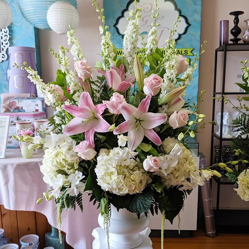 Roses, Hydrangea, and Orchids in White and Soft Pink 2