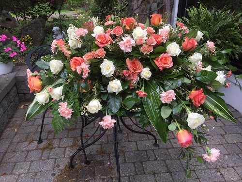 Coral and White Rose Flower Arrangement 5