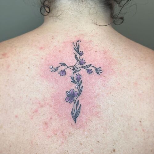 Cross With Flowers Tattoo 7