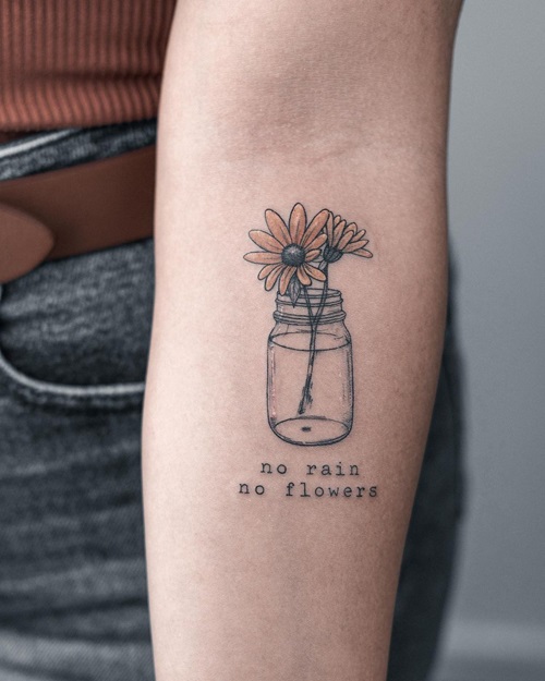 No Rain No Flowers Tattoo 27