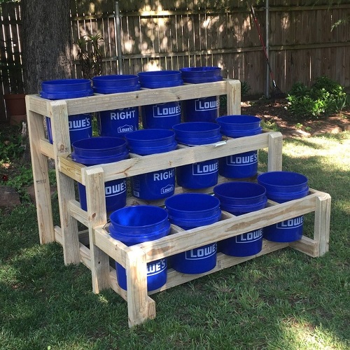 Flower Display Stand With Buckets outdoor