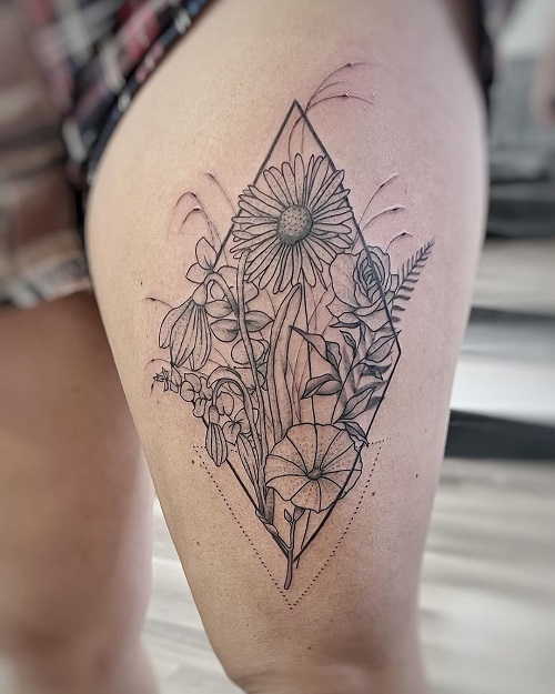 Geometric Floral Thigh Piece