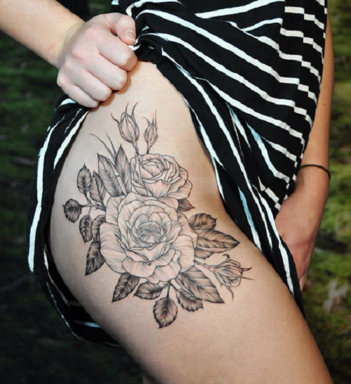 Rose Flower on the Thigh