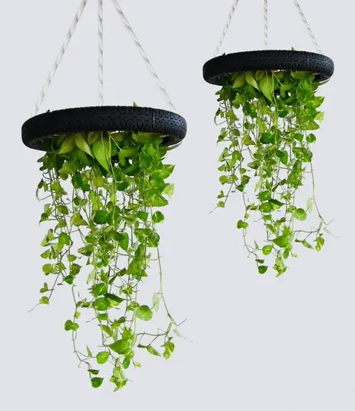 DIY Hanging Tire Planter Ideas 15