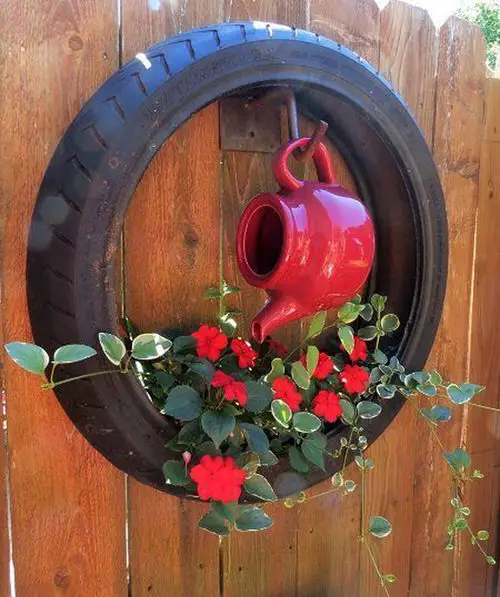 DIY Hanging Tire Planter Ideas 16