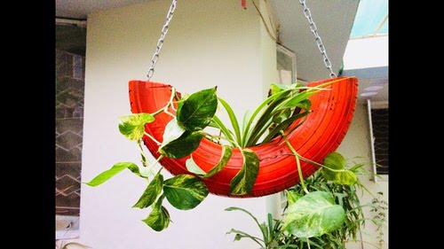 DIY Hanging Tire Planter Ideas 3