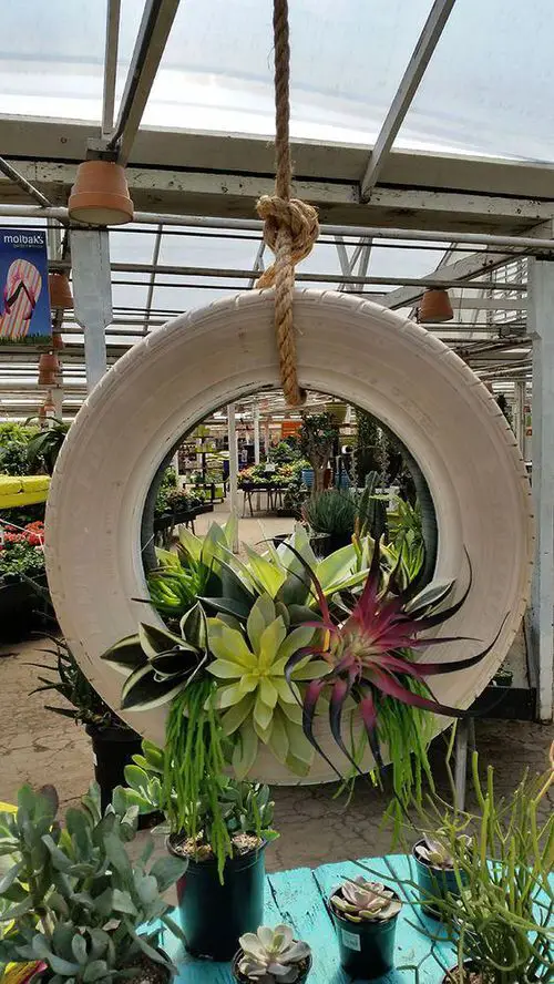DIY Hanging Tire Planter Ideas 8