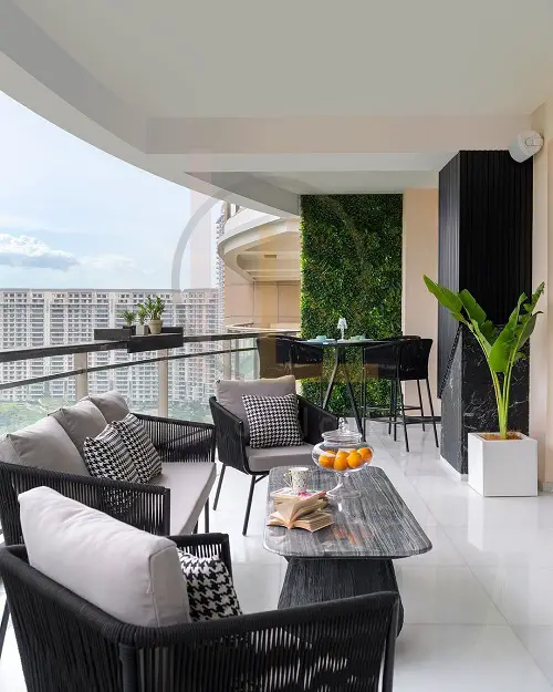 Relaxing Furniture and a Living Wall in balcony