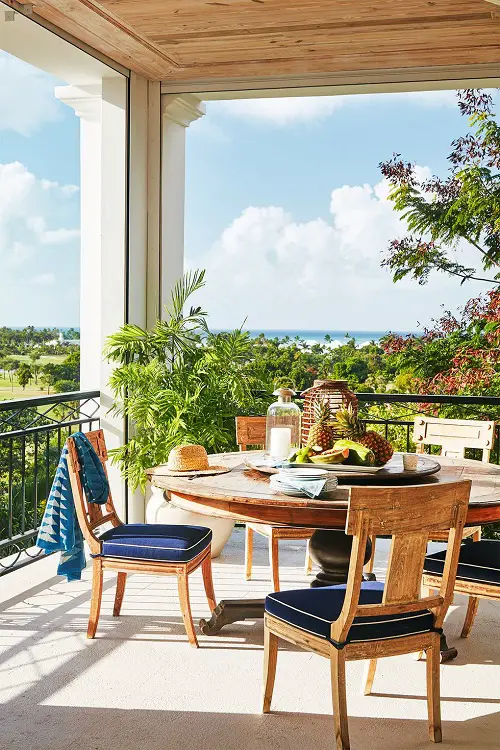 Large Wooden Table with Chairs in balcony