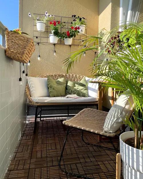 Cane Furniture in a Compact Balcony