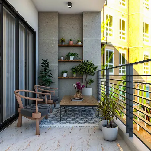Outdoor Rug on Marbled Floor