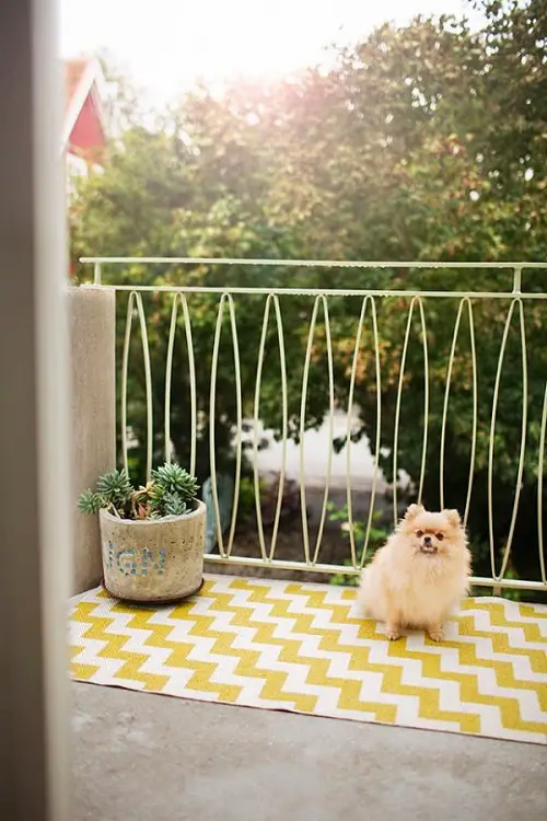 White and Yellow Zig-Zag Balcony Flooring