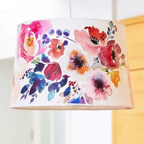 Lampshade with Watercolor Fabric