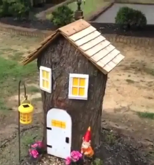 Create a beautiful Gnome Home from a tree stump