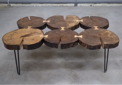 DIY idea that uses chopped-up tree trump pieces for a stunning tree