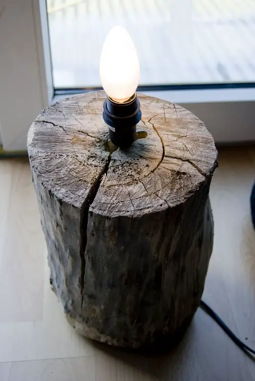 urn an old tea stump into a lamp