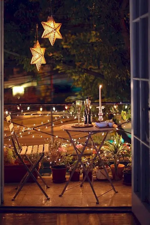 Balcony Decorating Ideas String Lights for Romantic Evenings