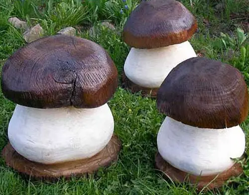 Decorative Mushrooms out of Tree Stumps