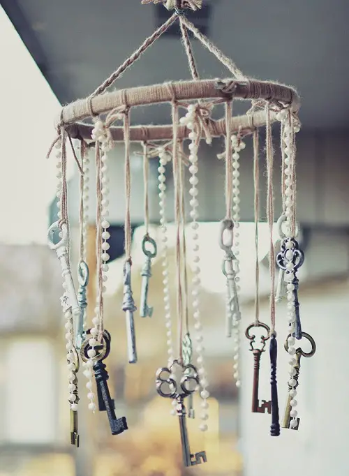 Garden Wind Chime Using Keys and Pearl
