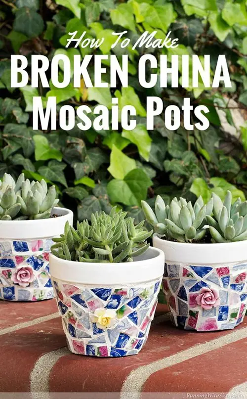 Broken China Mosaic Pots