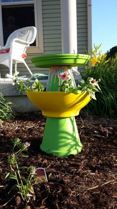 Flowerpot Tower Planter + Birdfeeder