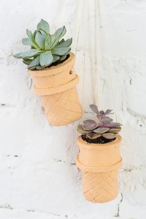 Ice Cream Cone DIY Hanging Planter