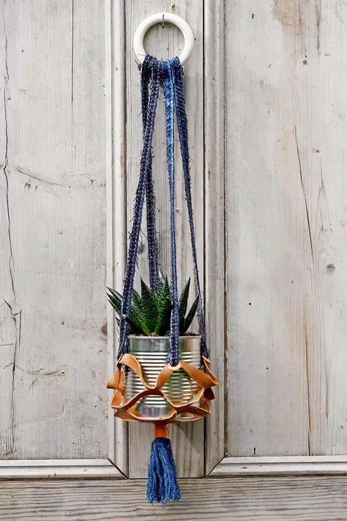 Leather and Denim Offbeat Hanging Planters