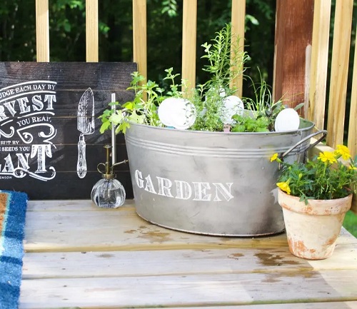 Bucket use for Herb Garden