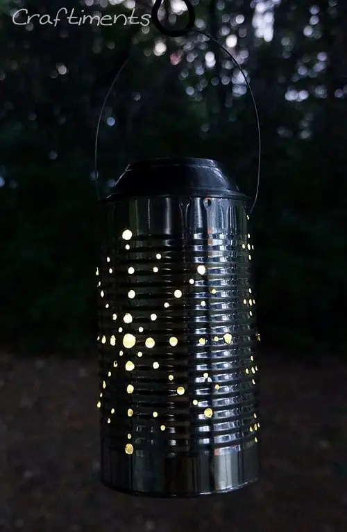 Rustic Charming Tin Can Solar Lamp