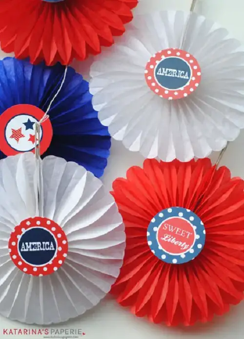 4th july Patriotic Paper Rosettes decor