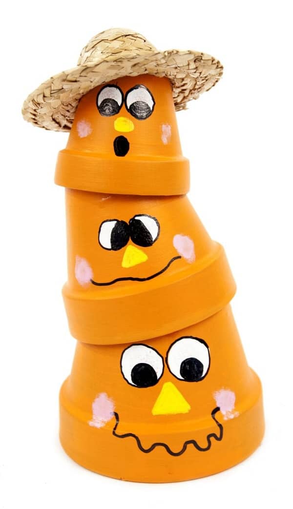 DIY Stacked Scarecrow Pots