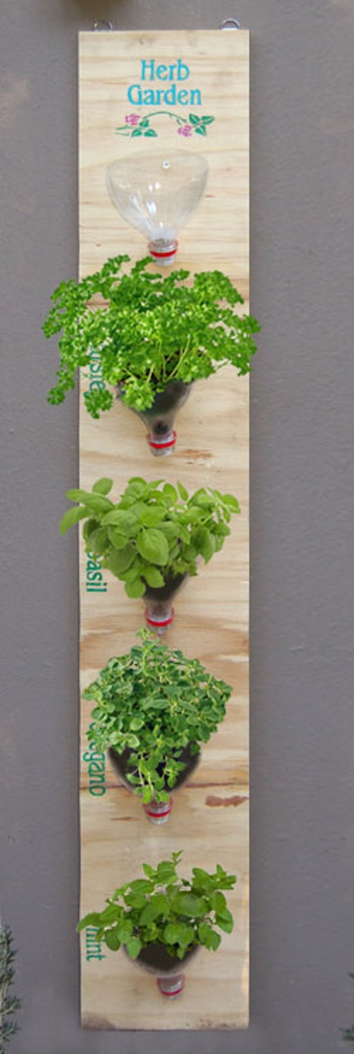 Plastic Bottle Vertical Herb Garden