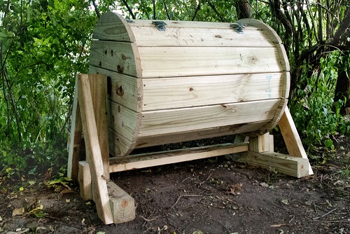 Wood Barrel Compost Bin