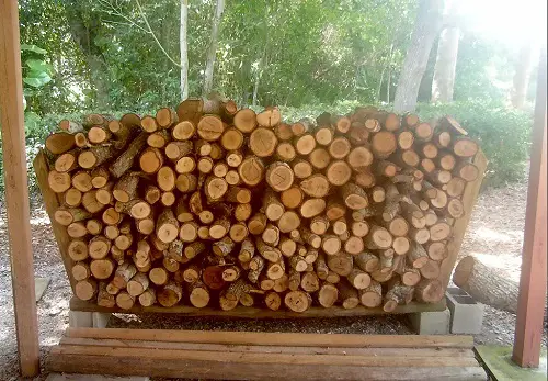 Concrete block and Wood Firewood Rack