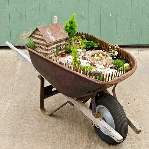 Wheelbarrow Fairy Garden