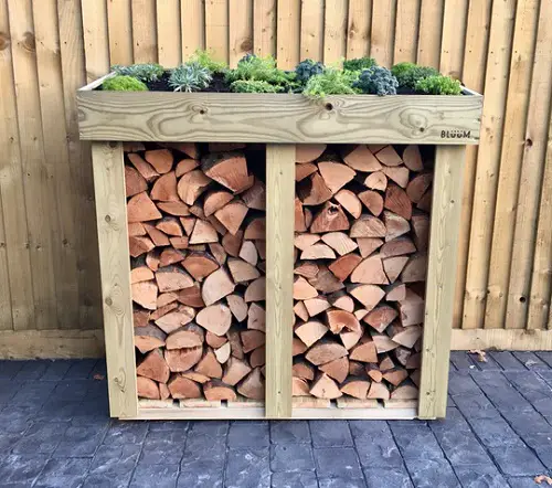 Log Storage with Roof Mini Garden