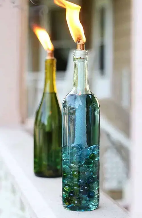 Outdoor Wine Bottle Candle
