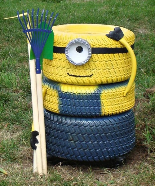 Tire Garden Ideas Minion Garden Helper