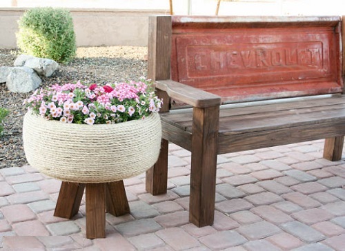 Garden Ideas Tire Planter with Plant Stand