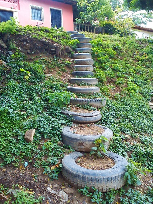  Tire garden Ideas Garden stair